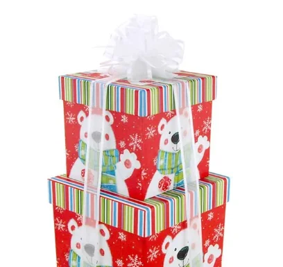 TH CB-280 изготовленный на заказ Рождественская тема Noel Teddy White bear дизайн коробки для печенья с ручкой оптовой продажи