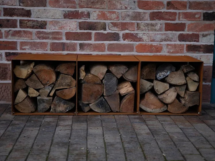 backyard corten steel firewood rack outdoor round firewood storage rack garden metal log firewood holder