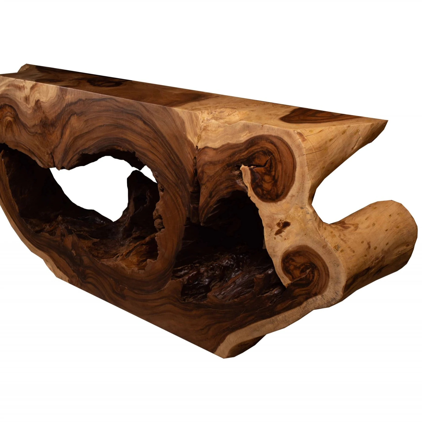 Live Edge RainTree Wood Console Table 150' Long Antique