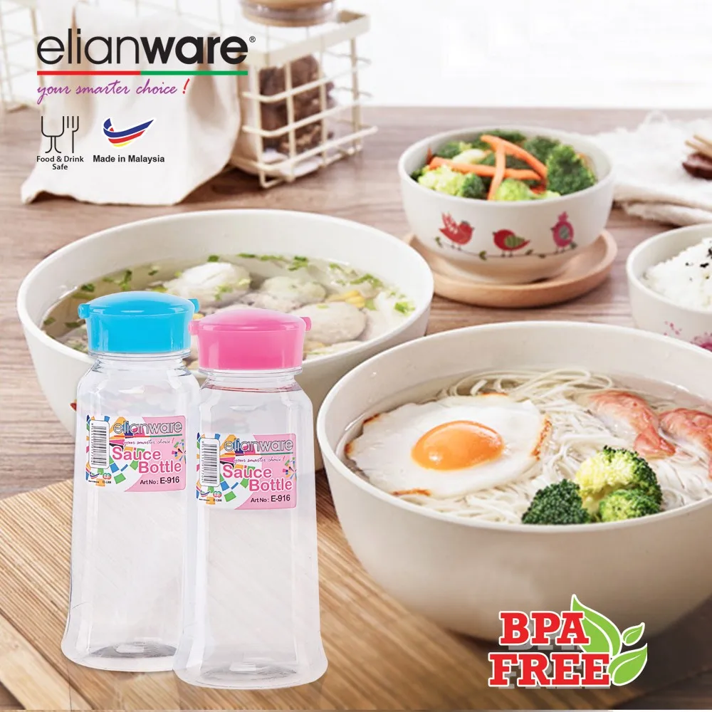 Elianware 250ml Wholesale Customized Sauce Bottle PET Plastic BPA Free Spice Jar Oil And Sauce Bottle With Flip Top