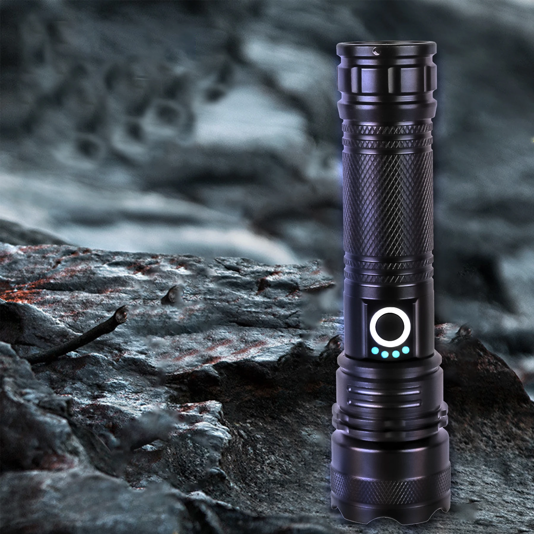 2024 Factory Hot Sale Aluminum Alloy Telescopic Zoom Power Display Usb Rechargeable P70 Led Torches Lights Tactical Flashlight