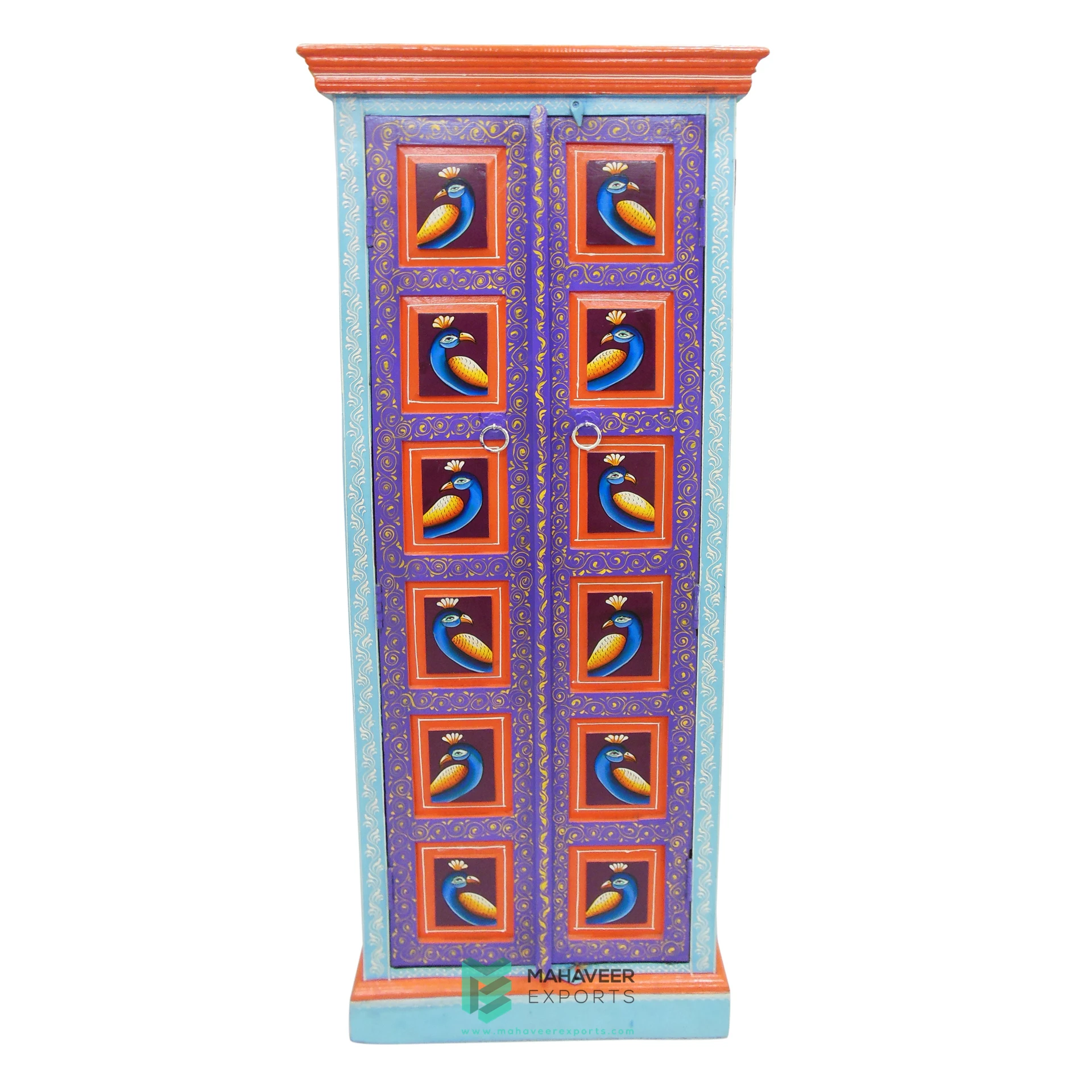 Best Selling Fine Hand Painted Wooden Two Door Almirah / Living Room Cabinet For Modern Home Antique Designed Storage Furniture