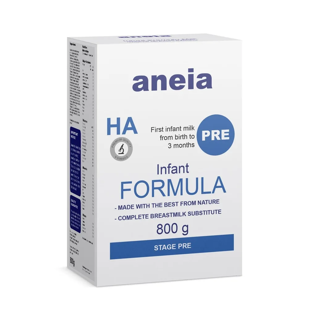Aneia Baby First Infant Milk Formula Powder Stage Pre Hypoallergenic Allergy 800 g Custom Logo Packaging OEM OBM Private Label