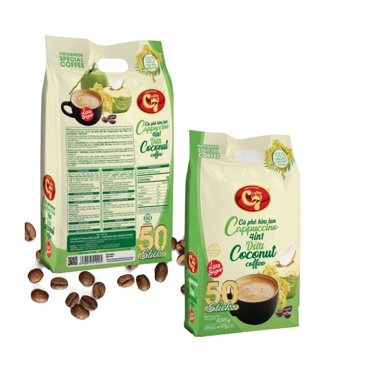 Instant Coffee Wholesale Fast Delivery Cappuccino 4 In 1 Customized As Your Request Using With Hot Water Taste As Coconut Coffee