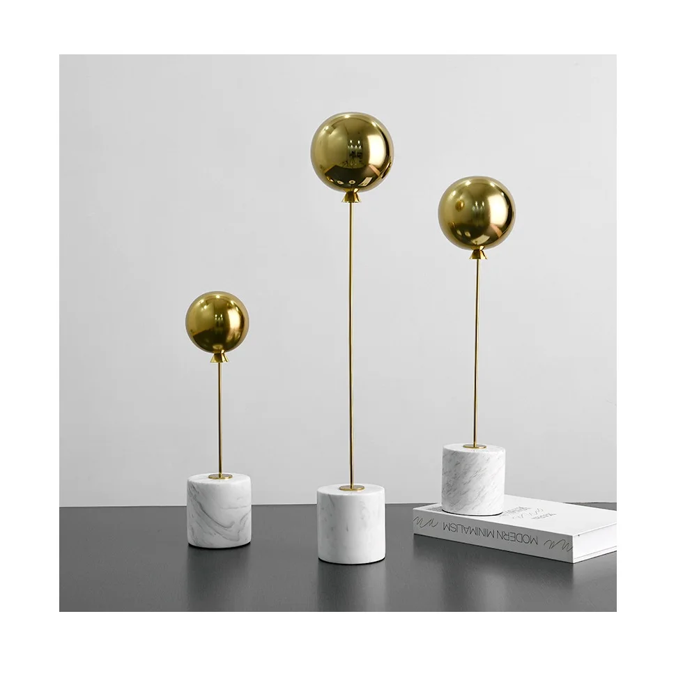 Figurine Balloon Metal Ball European Light Luxury Fashion Simple Marble Decoration Creative Home Light Luxury Decoration