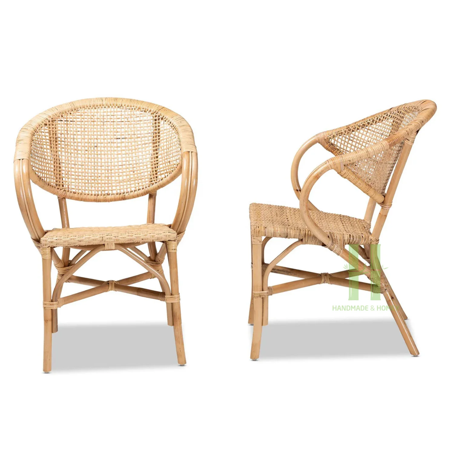 Modern Rattan Lounge Chairs for Kitchen Room Wicker Arm Chair HNH Craft Rattan Furniture Collection for 2024