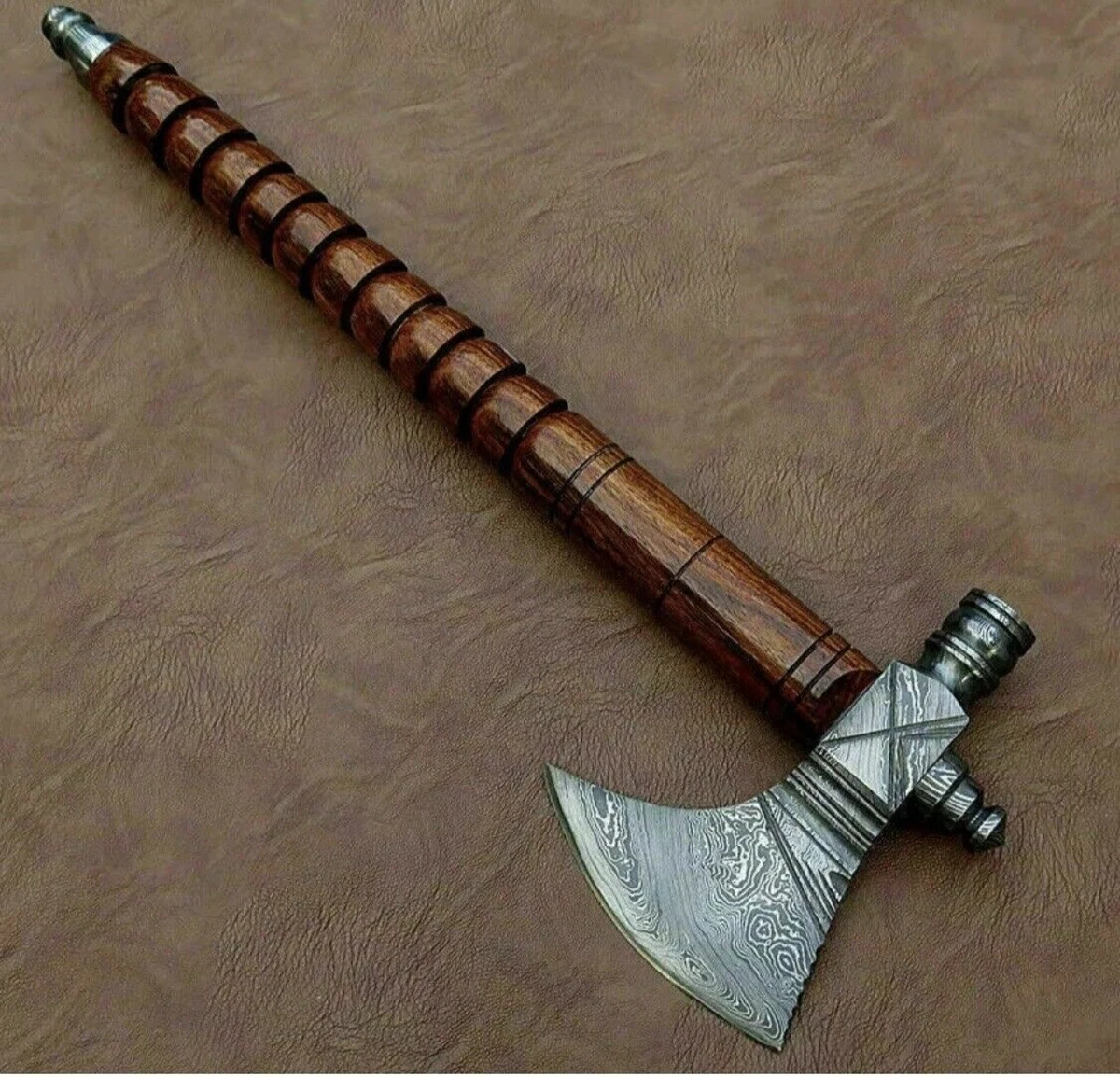 Best Design Wooden Handle With Leather Cover 2022 Custom Hand Made Carbon Camping Use Axe On Sale