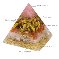 Wholesale 100% Natural Tiger Eye Elite Orgone Pyramid Healing Crystal Tumbled Gemstone Chakra Ornaments Home Decor EMF Protect