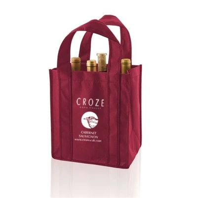 Customized imprinted logo wine bag tote reusable shopping bag wholesale cheap  /eco promotional wine bag with logo