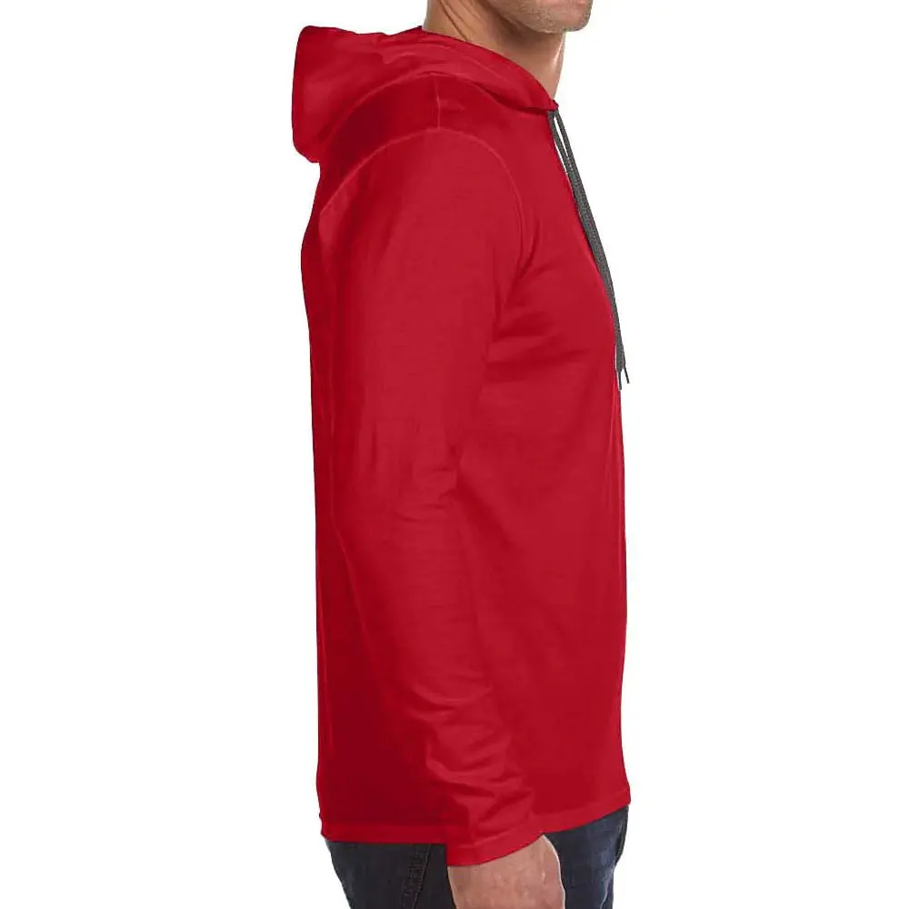 Red Athletic Mens Cotton Long Sleeve Hoodies Winter Fall Drawstring Sweatshirts