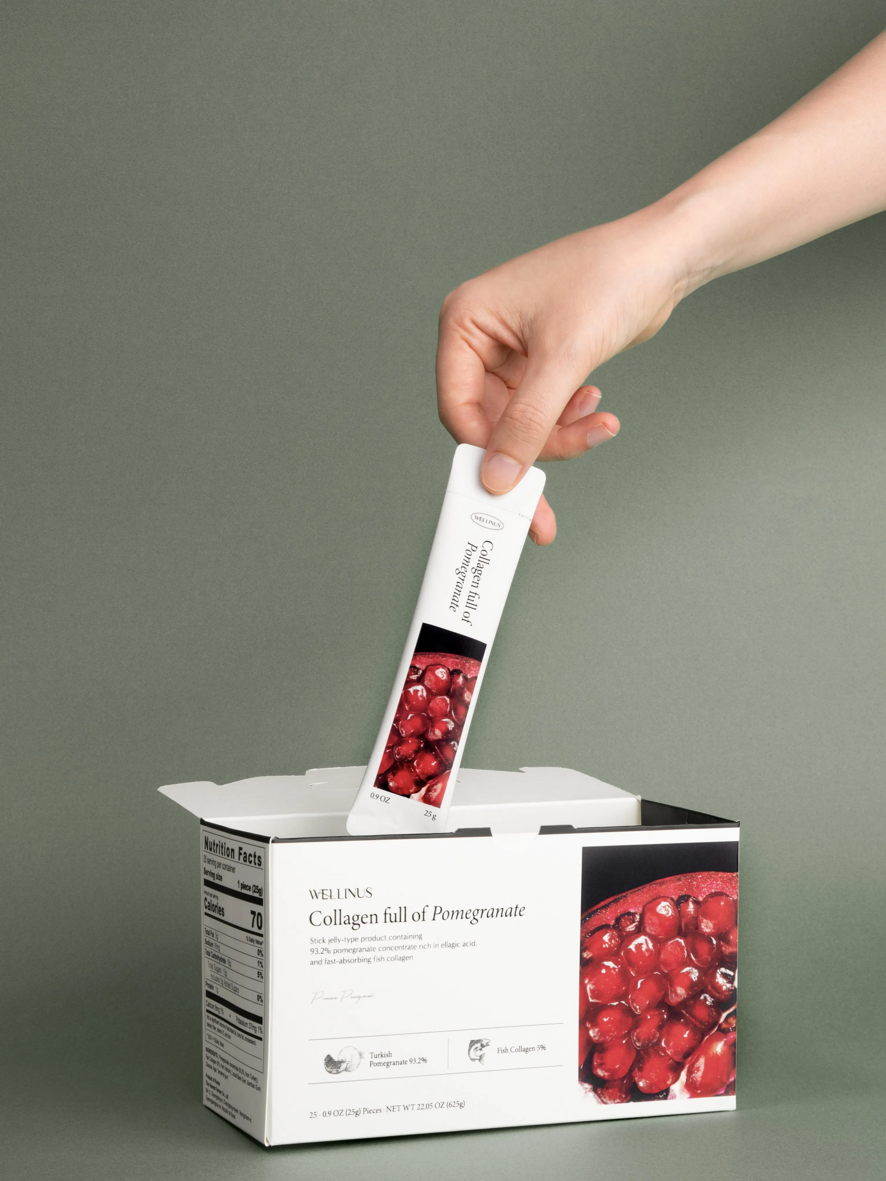 (HONEST FARMER) Collagen full of Pomegranate stick jelly type food containing fish collagen 1 box (25 ea x 25 g) KOTRA