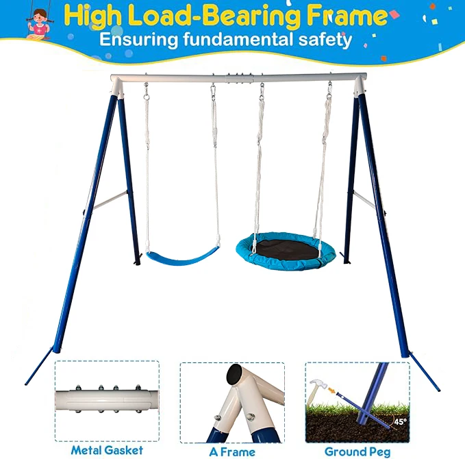 Metal Kids Swing Sets Playground Kids Garden Playground Two Functional Tree Swing Set For Children