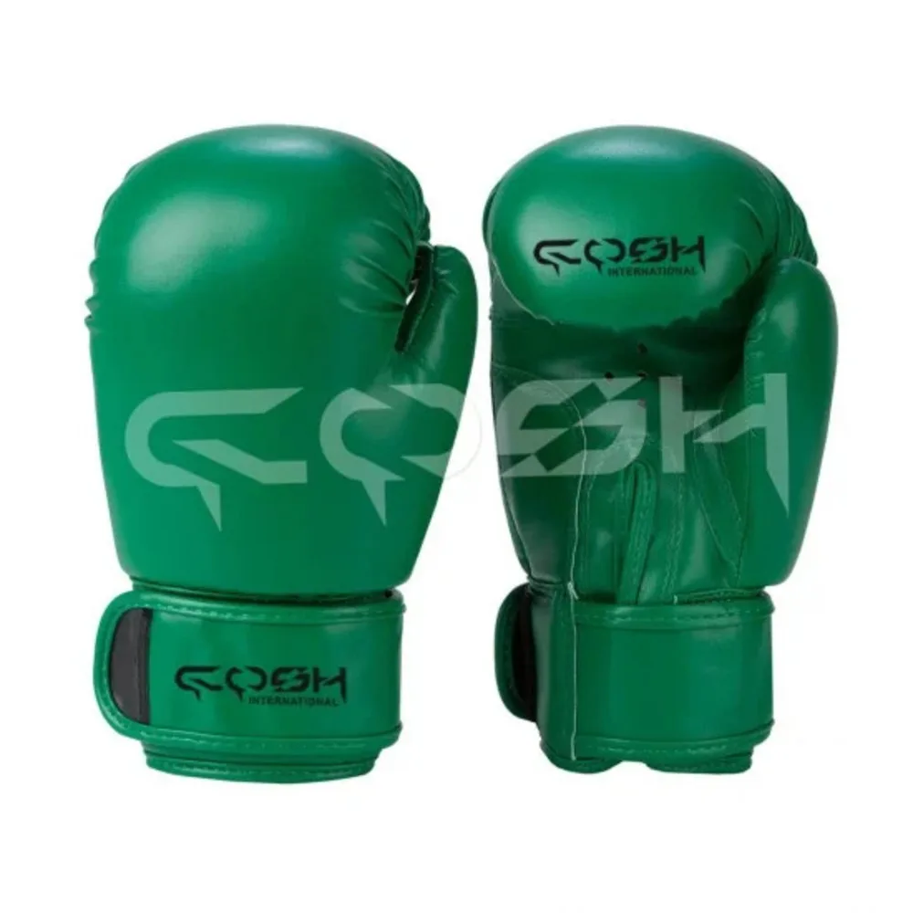 Cosh International Boxing Gloves Premium Green Synthetic Leather Hook And Loop Strap Professional Training Gear