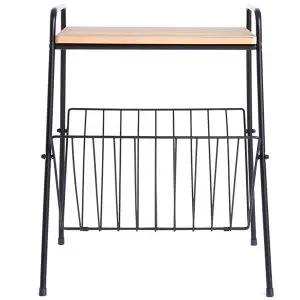 Black & Brown Color Wooden Iron Magazine Rack for home 18x6x18 inch handmade bulk product
