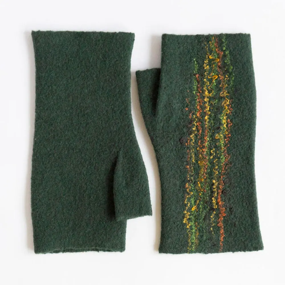 Зимние теплые перчатки для рук вязаные шерстяные без пальцев мягкие