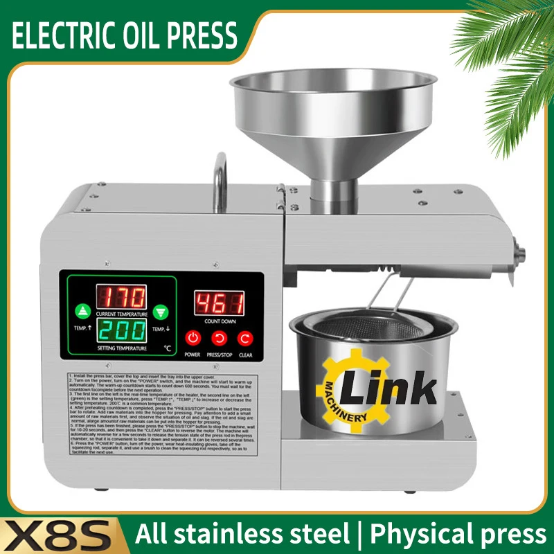 Food grade stainless steel 304 peanut Nut Seeds Linseeds Expeller Automatic Oil Press Machine Oil Press Extractor