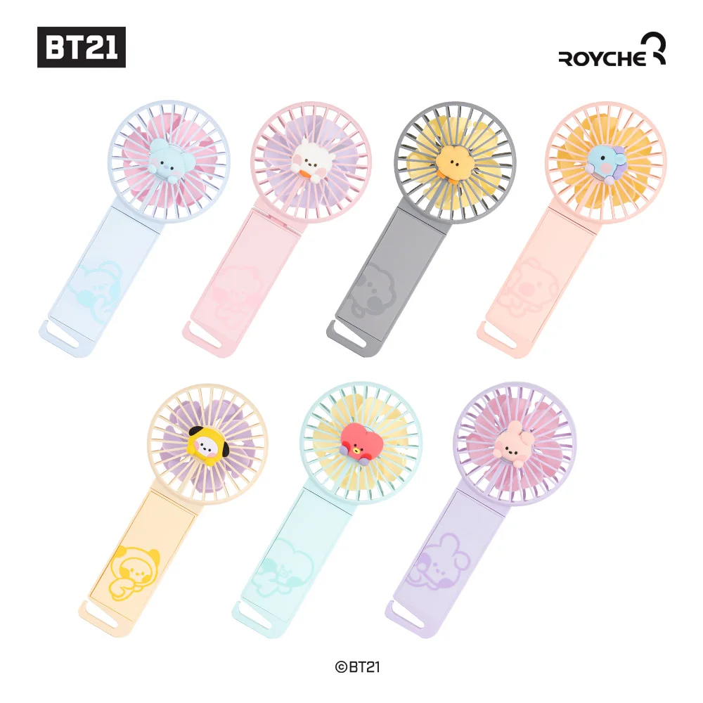 BT21 Portal Dual Blade Handy Fan Mini Table and Handheld Foldable USB Charging Fans
