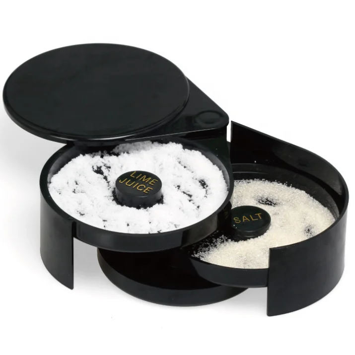 HUAJU INDUSTRIAL Cocktail 3-Tier Bar Glass Rimmer with Sponge for Margarita and Cocktail, Margarita Salt Rimmer Bar Accessories