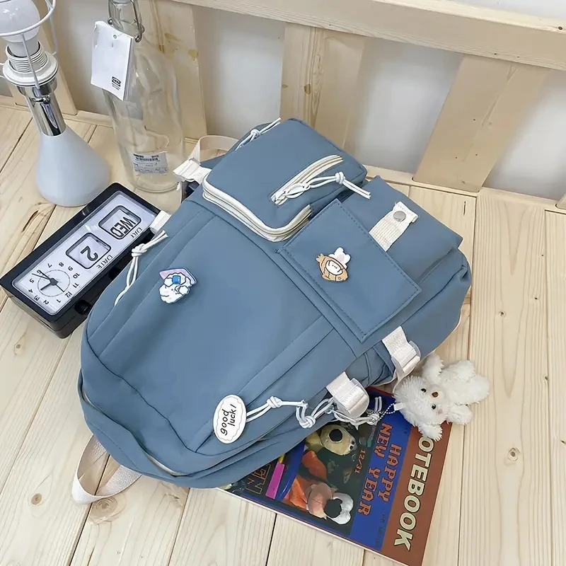 Large Capacity Candy Color Waterproof Cute Canvas Student Bags Kawaii School  Backpack