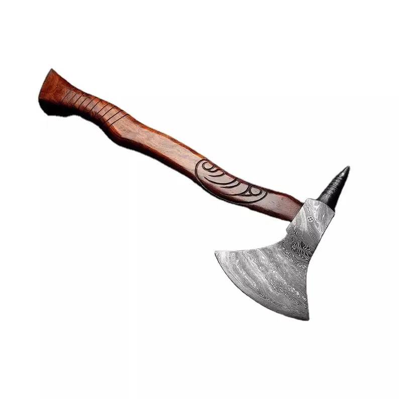 Brand New Custom Made Damascus Steel Tomahawk Axe Hatchet Best Quality with Rose Wood Handle for Outdoor & Cutting Application