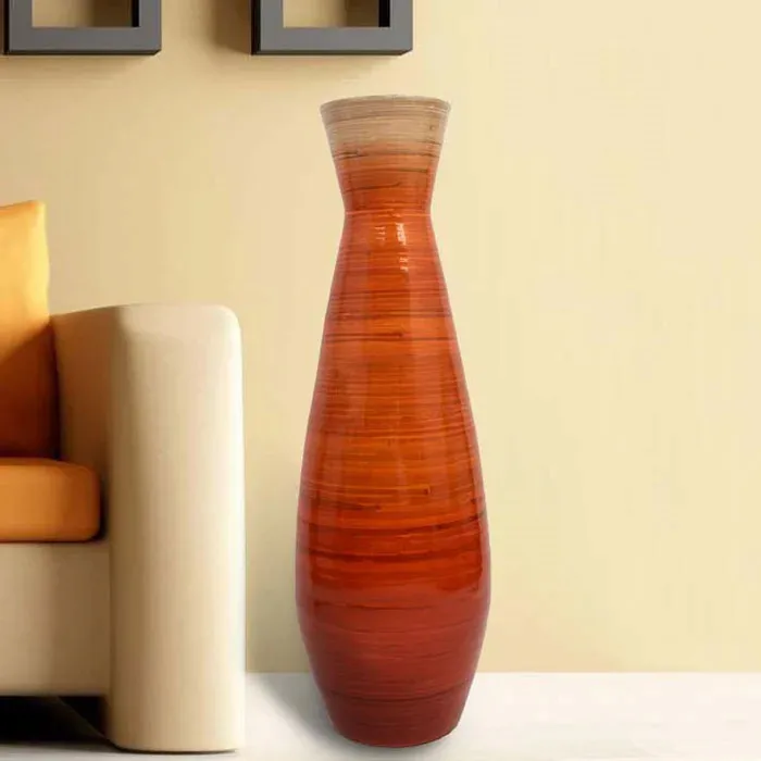 2022 hot trend Vietnam handmade glossy coiled bamboo lacquer vase extra large size