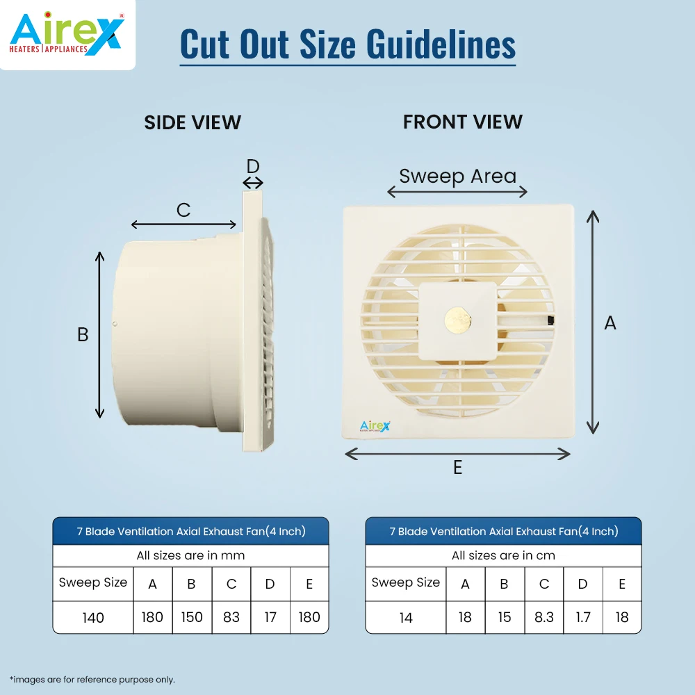 Airex 7 Blade Ventilation Axial Fan AC 220V Exhaust Fan For Window Home Office Kitchen and Bathroom Exhaust Fan 6 Inch 150mm