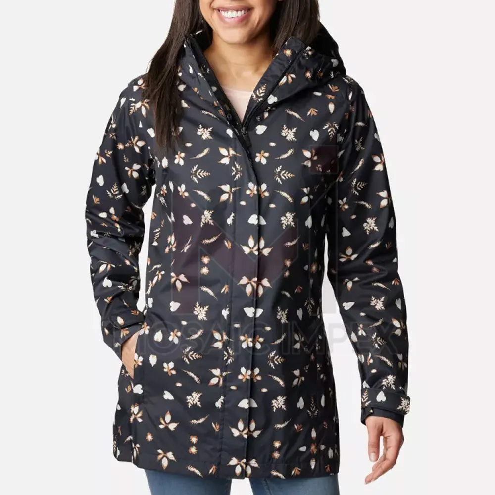 Factory Direct Women Lightweight Hooded Windbreaker Jacket Color Block Drawstring Smooth Zipper Ladies Rain Coat Jacket