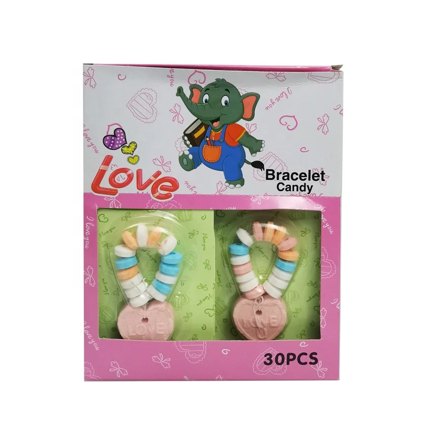 Factory Wholesale New Ietm Bracelet Heart Shaped Tablet Candy Sweet Confectionery Bonbons Pressed Candy Hard Candies