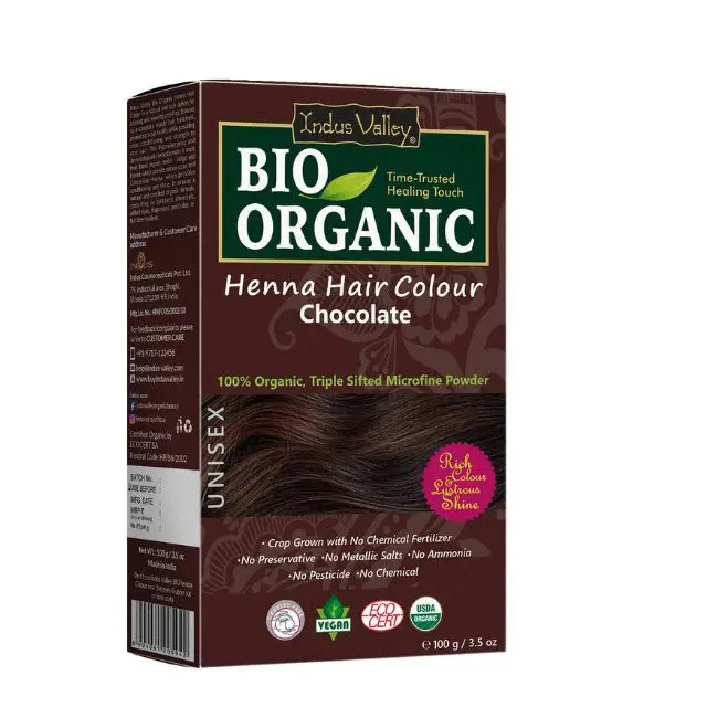 100gm Bio Organic Natural Chocolate Hair Color Dye 100% Organic Henna Powder Long Lasting Permanent Grey Hair Coverage OEM