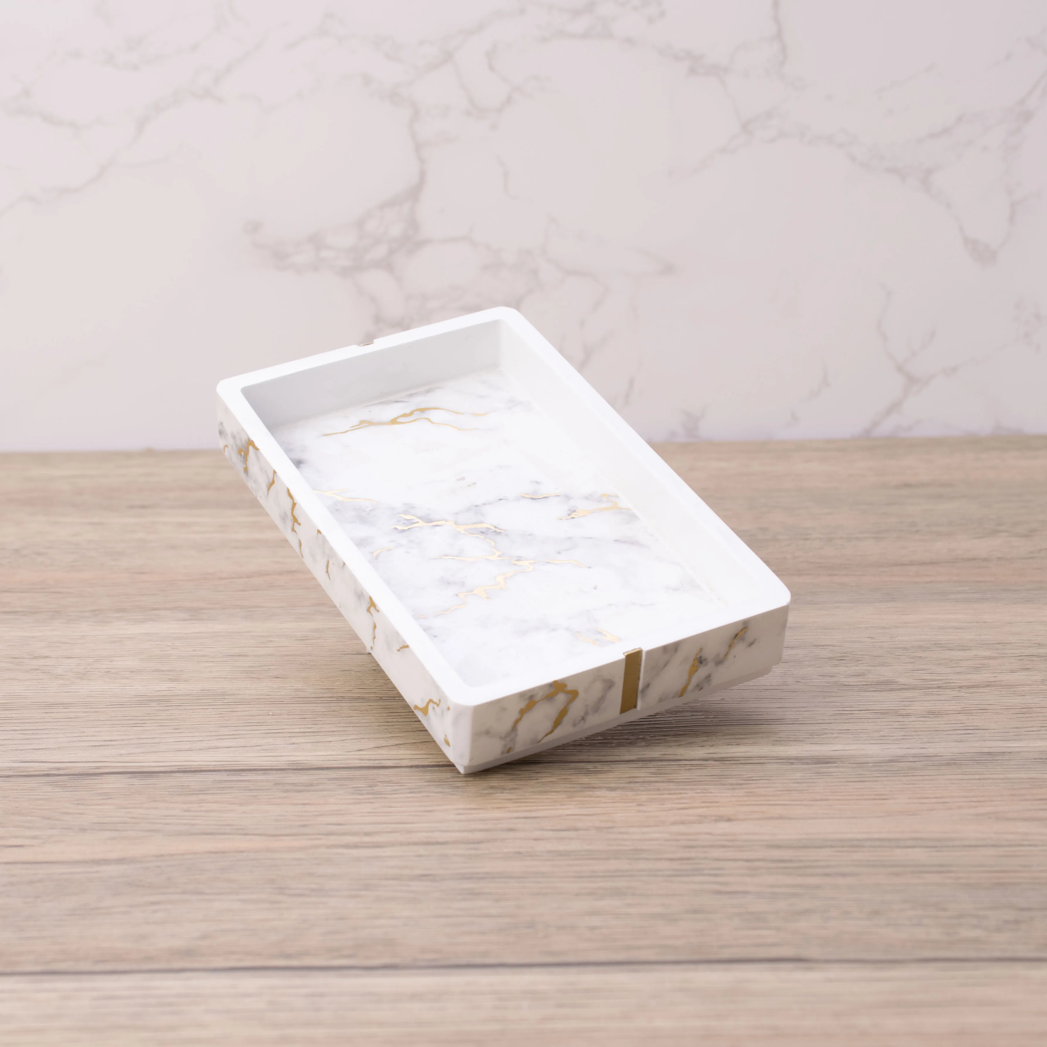 Rectangle shape of marble effect design resin bathroom accessories