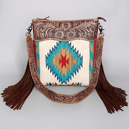 Western Tooled Leather Saddle Blanket Wristlet Sling Purse Hot Selling Hand Tooled Stitched Purse Women Mini Handbags