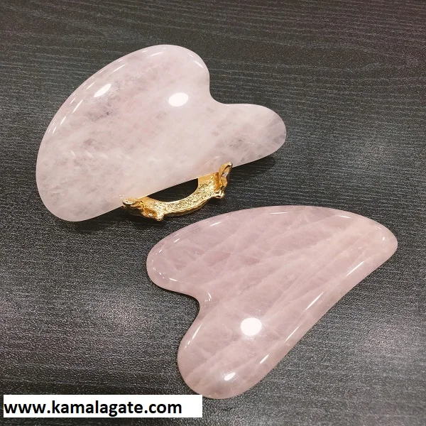 Gemstone Rose Quartz Guasha Facial Stone Massager healing Guasha for sale