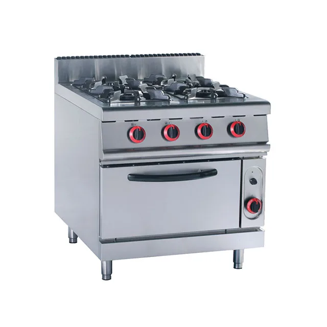 Новый дизайн OEM 4-конфорочная газовая плита с электрической духовкой коммерческая кухонная из нержавеющей стали грилем