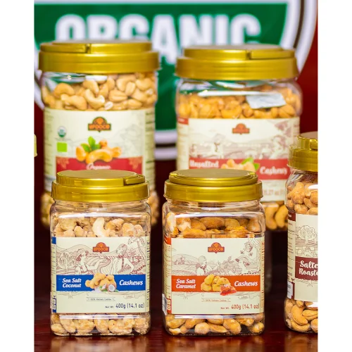 Морская соль кешью, карамельный вкус, упаковка 400 г, пластиковая банка, вкусные орехи кешью, вьетнамское происхождение, соленые орехи, бесплатный образец