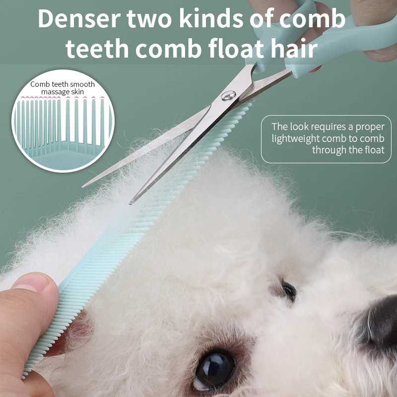 Dog Grooming Scissors Kit with Safety Round Tips, Liren Professional 6 in 1 Grooming Scissors for Dogs