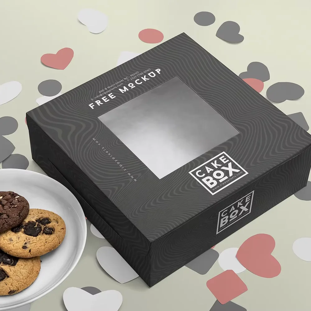 Custom High Quality Paper Box with Window for Cakes Combining Secure Packaging with an Eye-Catching Display