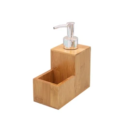 Natural Bamboo Lotion Spray Bottle Liquid Soap Shampoo Dispenser Square Bottle