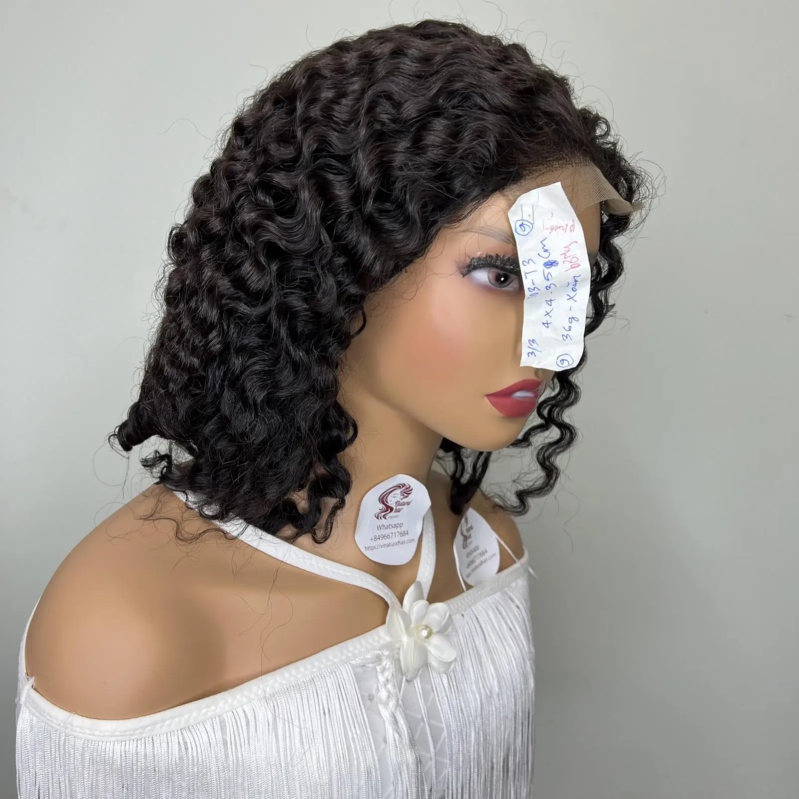 New product: Burmese Curly Hair Wigs Short Curly Wigs with 4x4 Lace Closure DD, 1B, 180% Density and 100% Vietnamese Human Hair