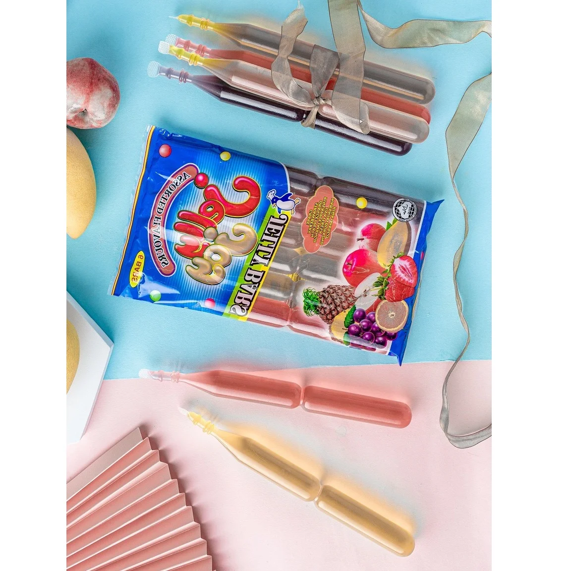 Singapore Pudding Low-Carb Children Snack Pouch Bulk Fruity Dessert Drink Jelly Joy Jelly Bars Stick 85gm x 6 Bars x 20 Bags