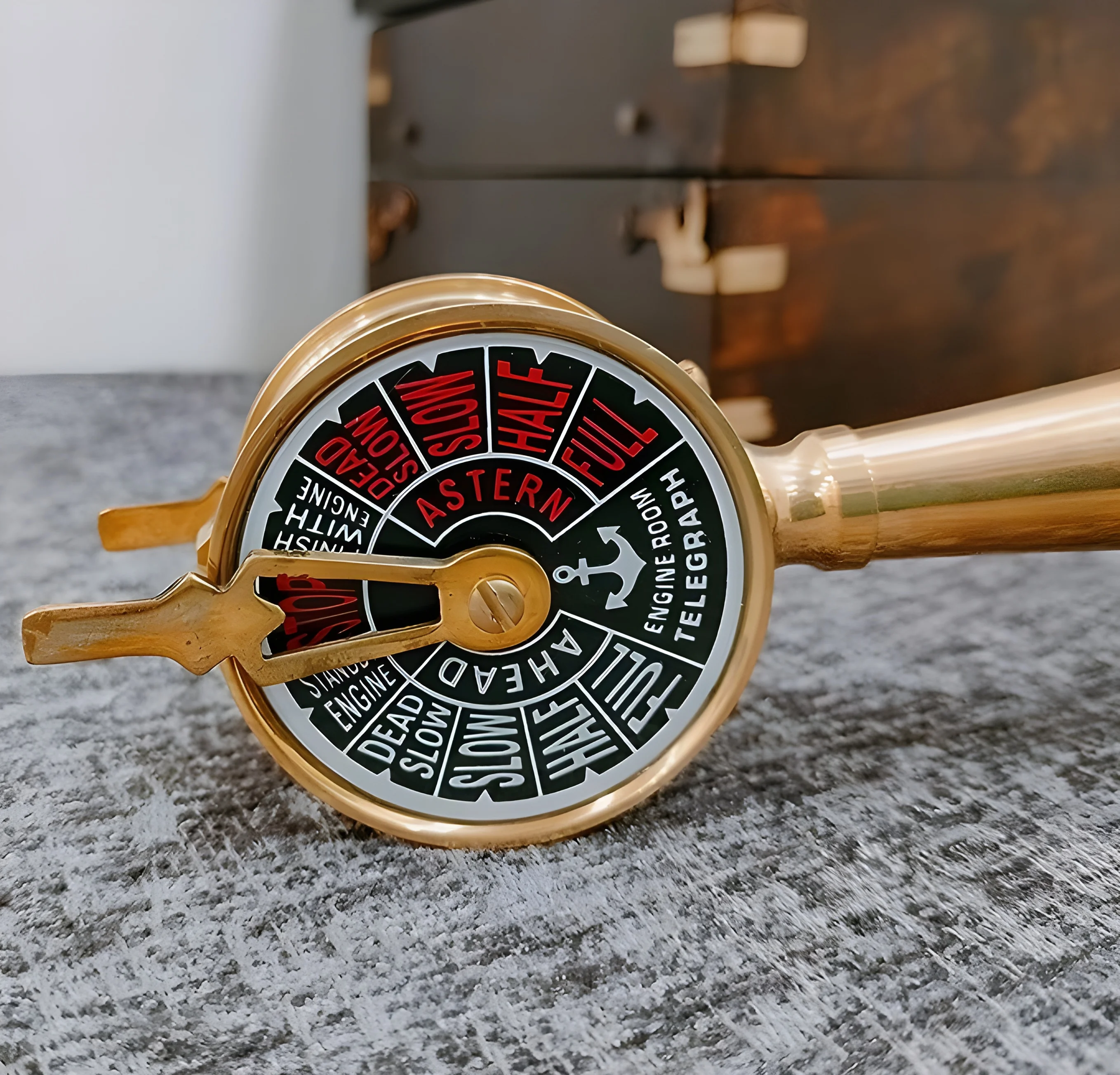 Nautical Brass Telegraph  Vintage Brass 6'Ship Telegraph With Wooden Base Nautical Ships Engine Order Telegraph Home Decorative