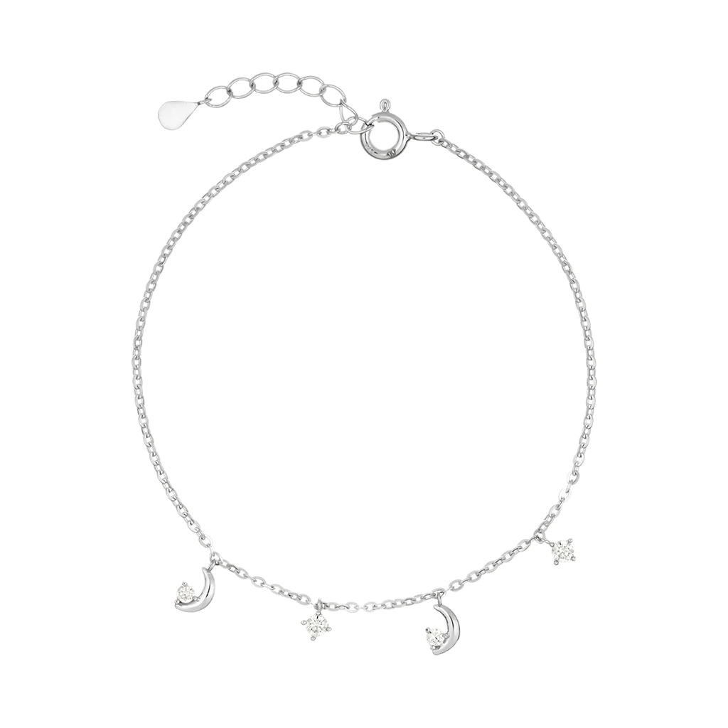 New arrival fine jewelry fashion 14k white gold moon shaped bracelets women custom design with cz stone Vietnam Manufacturer