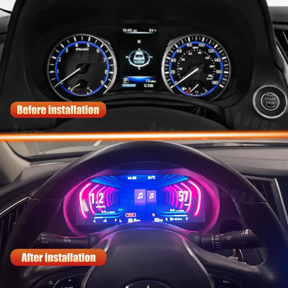 AuCAR 12.3' Linux Instrument Cluster for Infiniti Q50 Q60 2014-2019 LCD Digital Cluster Virtual Cockpit Instrument Meter Screen