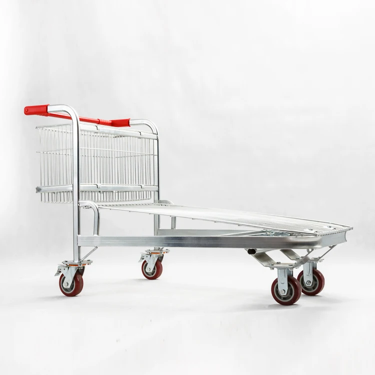 Factory wholesale steel hand push supermarket transport cart large metal shopping cart
