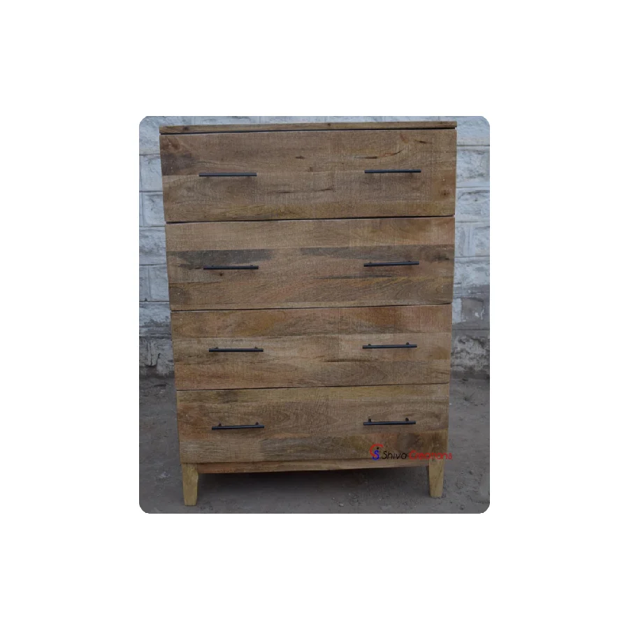 High Quality Indian Wooden 4 Drawer Chest Cabinet Cheap Mango Wood Furniture Indoor Modern Wood Furniture