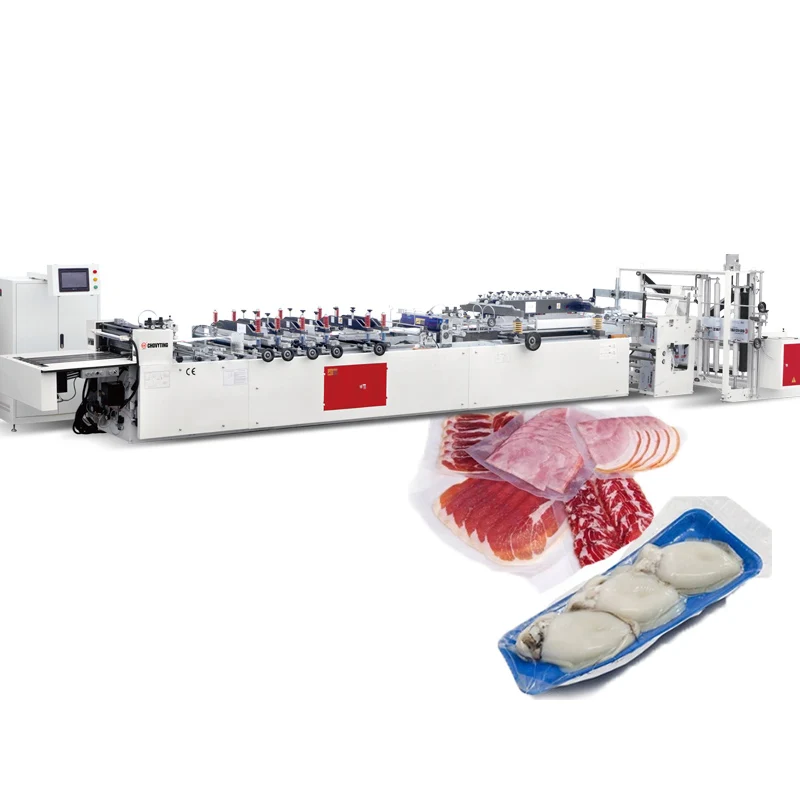 Automatic PE PA PET laminated three side seal special shape vacuum plastic pouch bag making machine for fresh food packaging bag