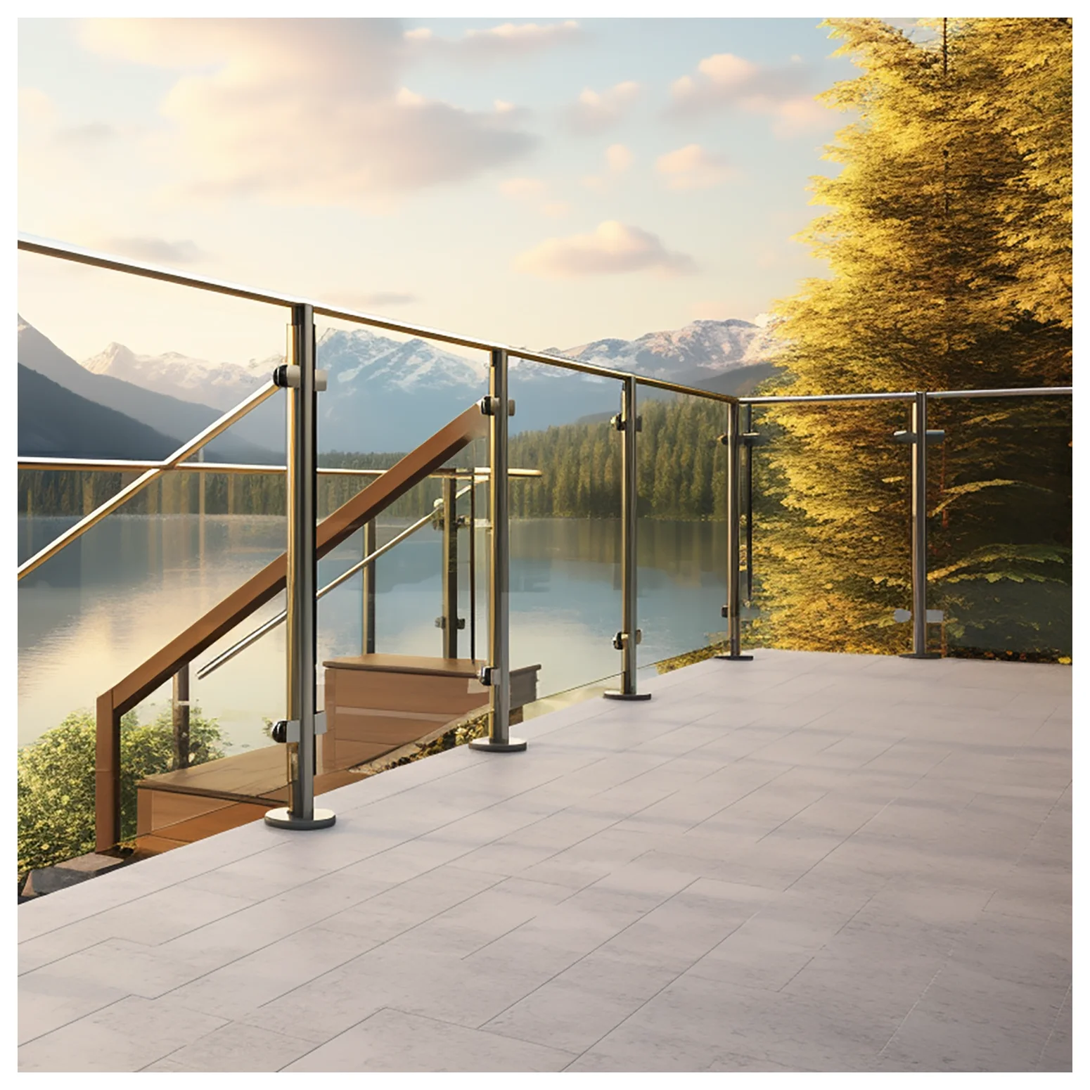 Easy to install anti corrosion stair glass railing 304 316 stainless steel fence stair balustrade glass railing