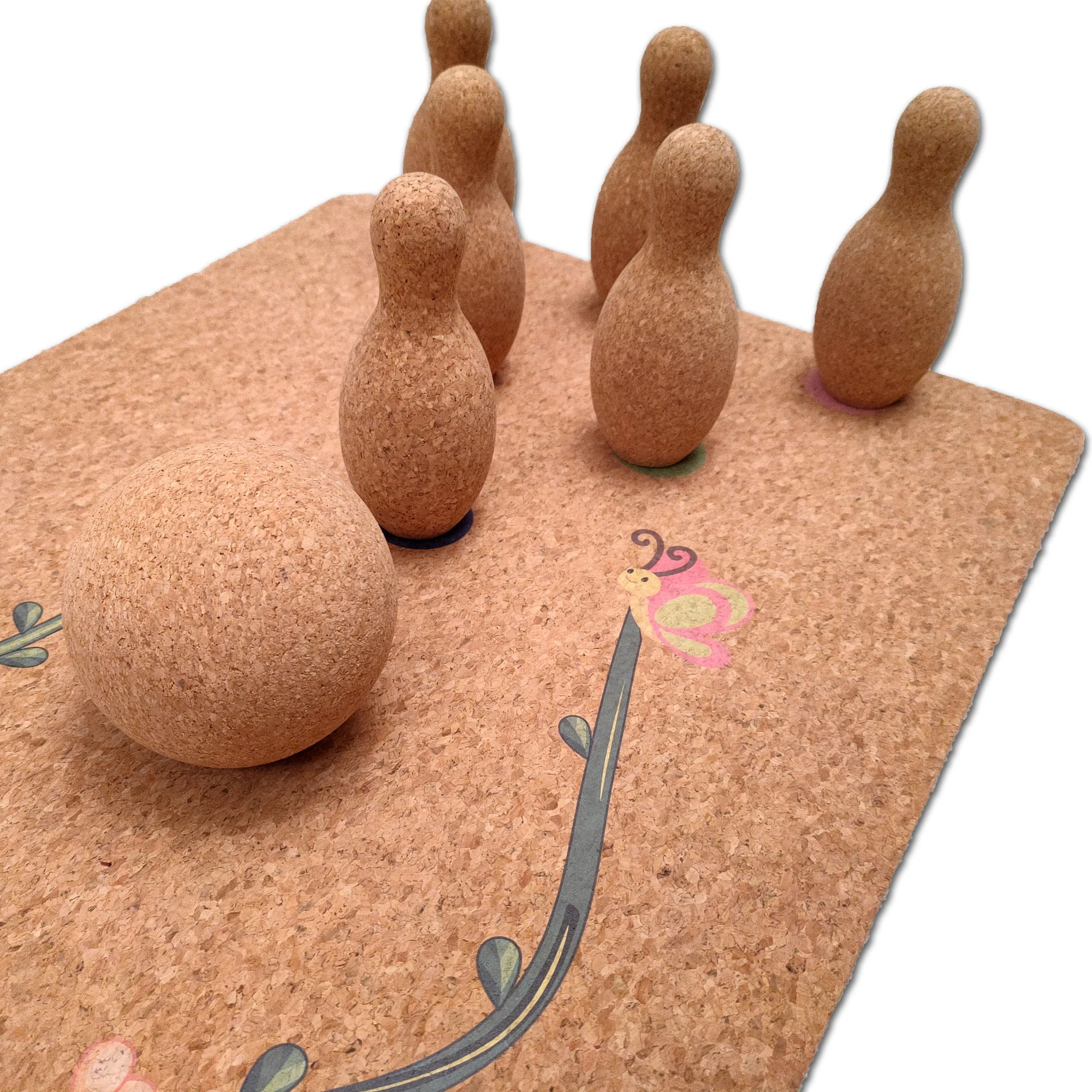 Детский комплект из пробкового боулинга с фирменной подсветкой для персонализации и безопасным для использования натуральным и экологически чистым