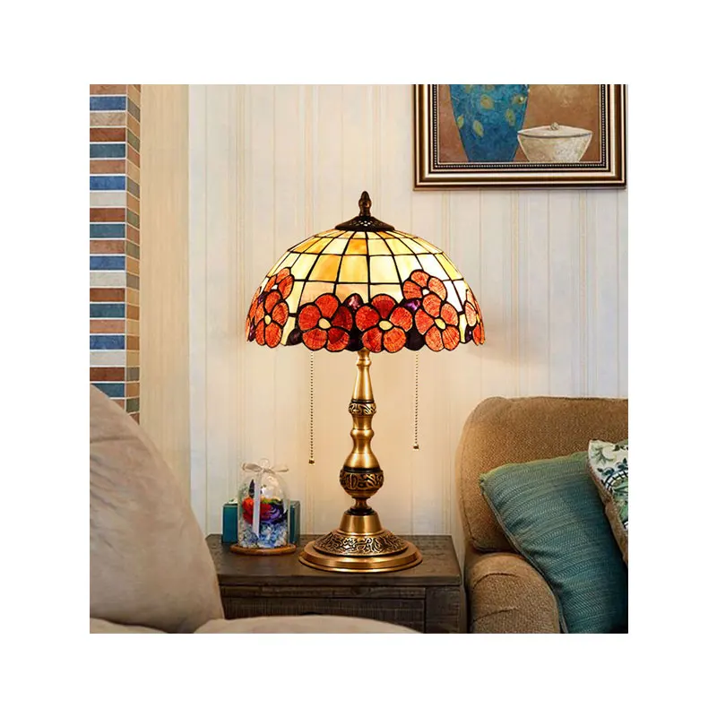 Glas Rose Table Billiard Lamp Light European Style Tiffany Style Leaf Art Wholesale 12 LED Glass Metal Customize AC 220V Round