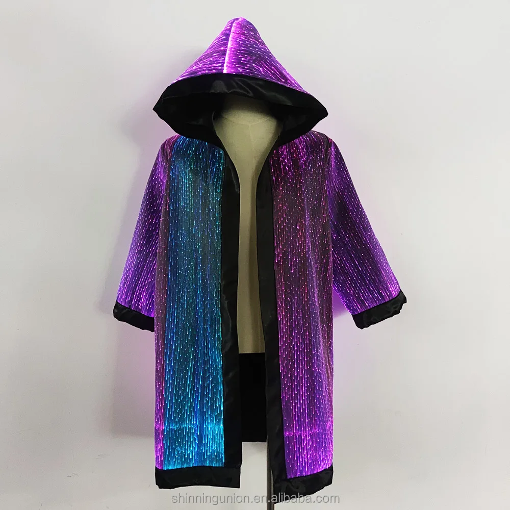 LED Robe Hoodie Light Clothing - Luminous Robe LED Cloak Fiber Optic Clothing Coat - Stage Dance LED Rave Gear Costume Wear Men