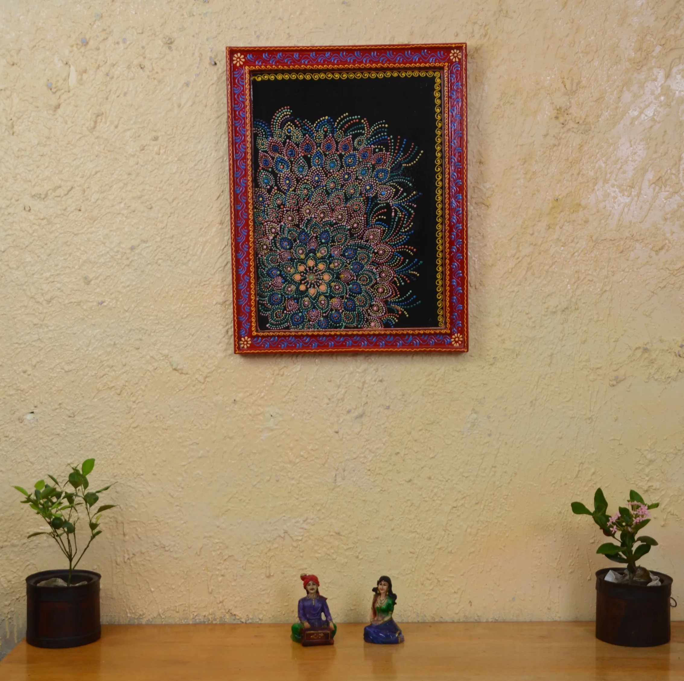 Decorative hanging wooden Handpainted panels for walls Best selling wooden floral photo frame wall hanging for home and office